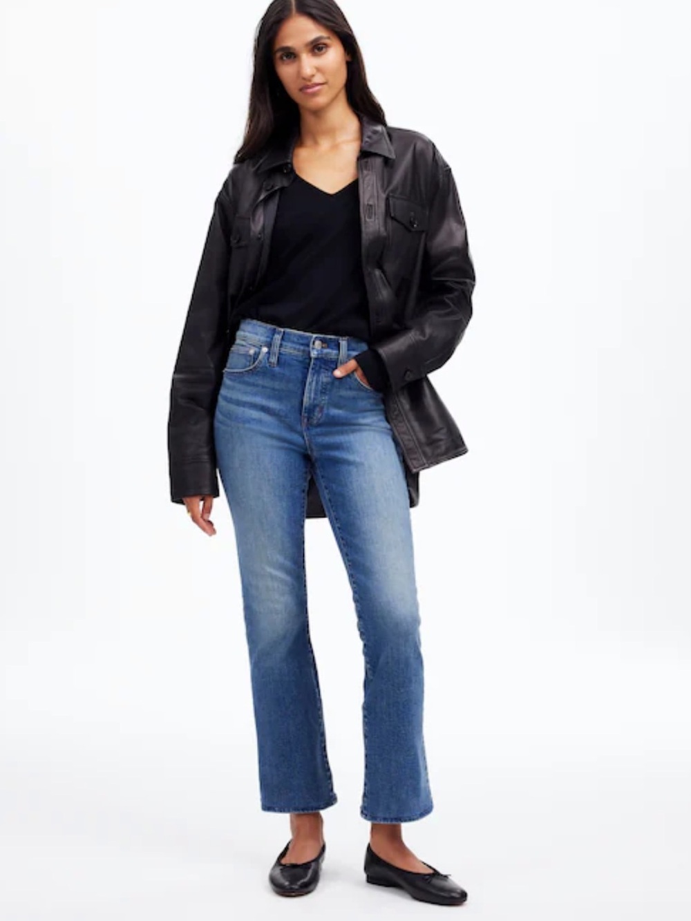 MADEWELL NWT Mid Rise Kick Out Jeans Oneida Wash size 27 Tall Demi Boot Cropped